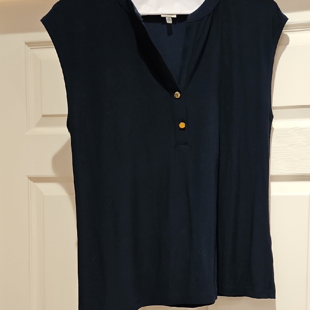 Anne Klein Midnight Blue Sleeveless Blouse